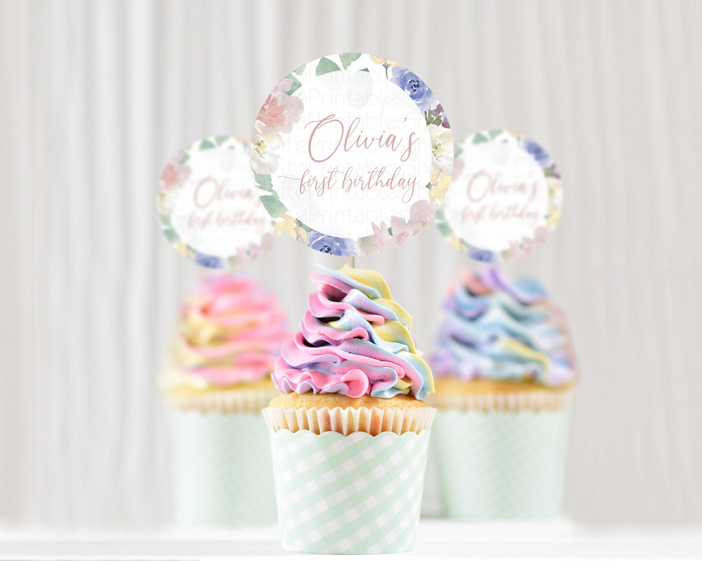 Secret Garden Cupcake Toppers Wildflower Cupcake Toppers Pastel Flowers Cupcake Toppers Enchanted Garden Boho Floral First Birthday D10254