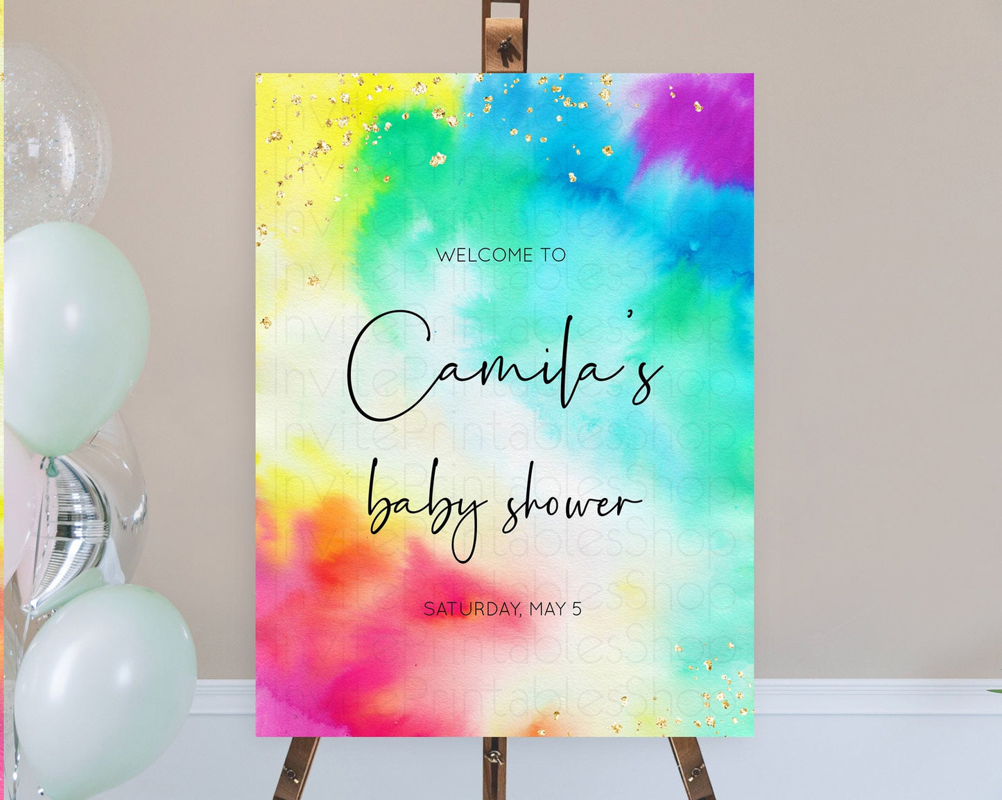 Tie Dye Baby Shower Welcome Board Rainbow Tie Dye Welcome Sign Pastel Welcome Poster Colorful Pastel Welcome Rainbow Tie Dye Sign D10462