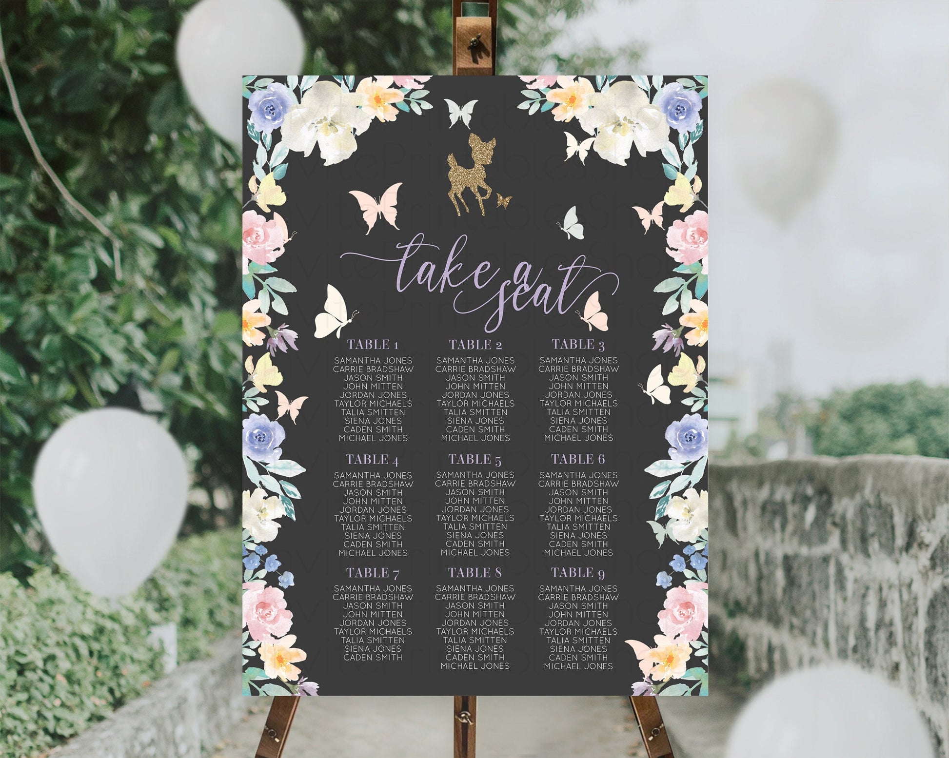 Editable Fawn Seating Chart Deer Seating Chart Enchanted Forest Party Butter