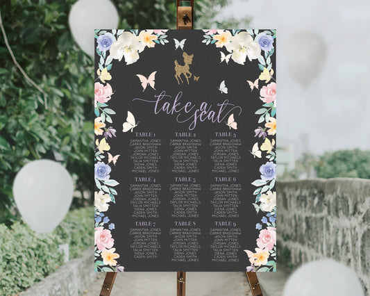 Editable Fawn Seating Chart Deer Seating Chart Enchanted Forest Party Butter