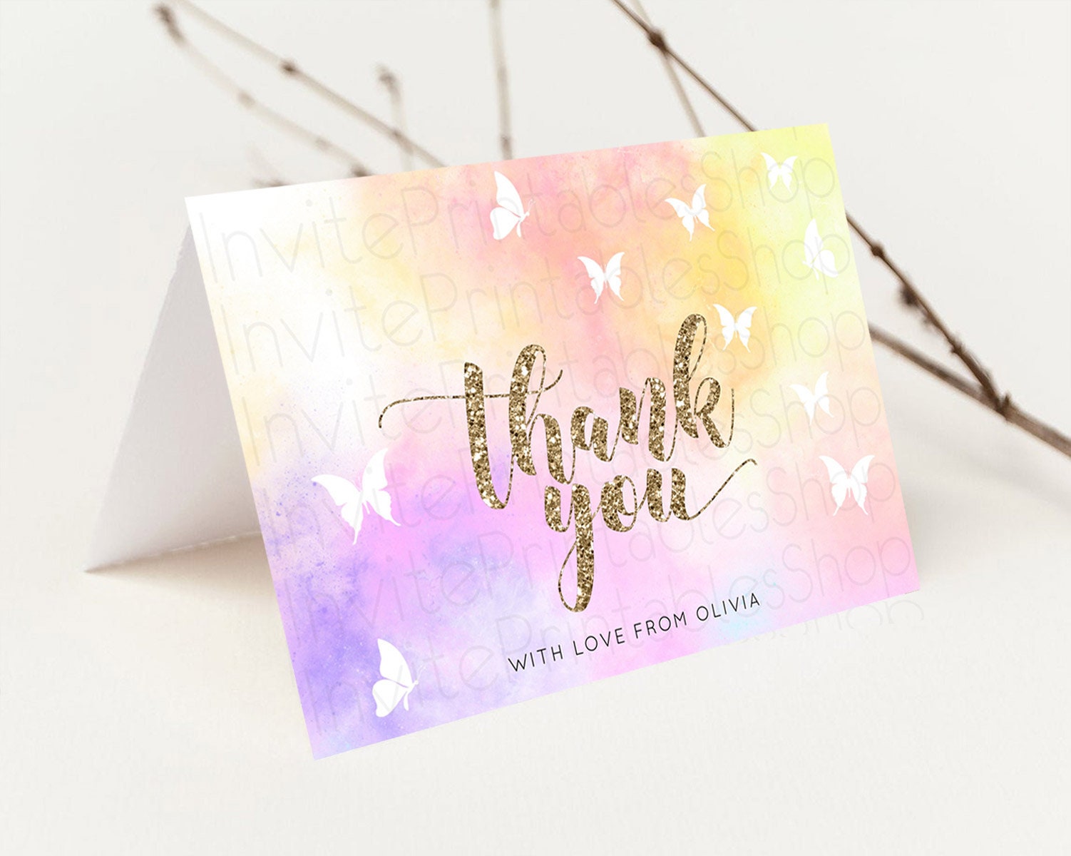 Editable Pastel Thank You Rainbow Thank You Card Colorful Pastel Birthday Th