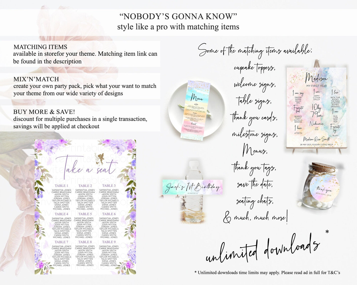 Fairy Seating Chart Pastel Fairy Seating Chart Fairy Tea Party Fairy Garden Seating Sign Enchanted Garden Floral Butterfly Decor D10910
