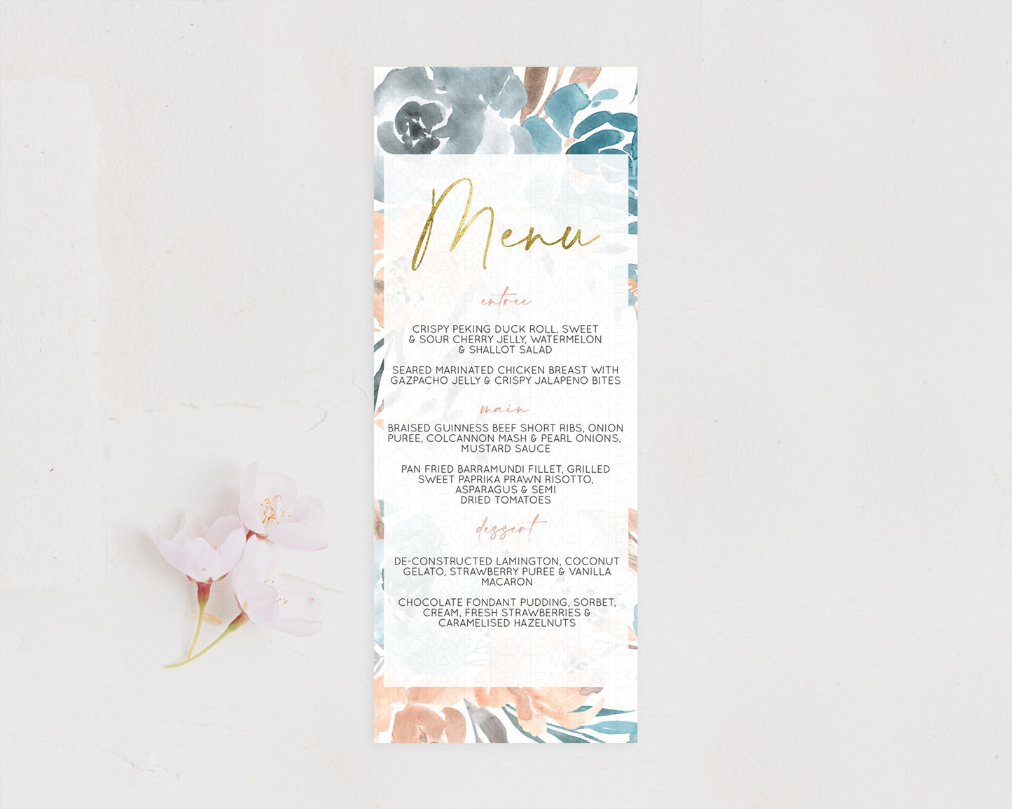 Secret Garden Menu Wildflower Menu Template Pastel Flower Garden Table Decor Boho Floral Dinner Dessert Floral Party Food Menu D10190