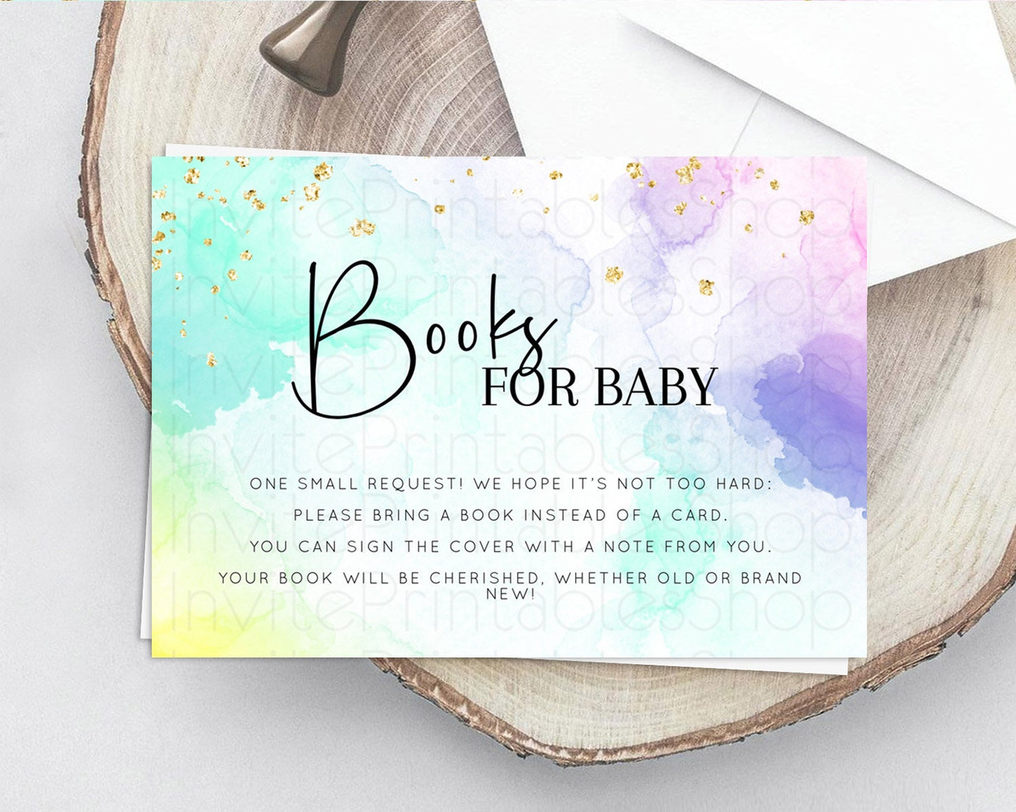 Pastel Books For Baby Card Pastel Rainbow Book Insert Colorful Ombre Watercolor Book Card Confetti Glitter Baby Book Poem Request D10158
