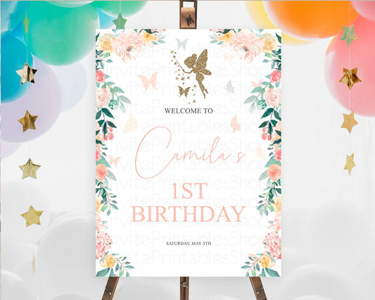 Editable Fairy Welcome Sign Fairy Welcome Board Enchanted Garden Pastel Flor