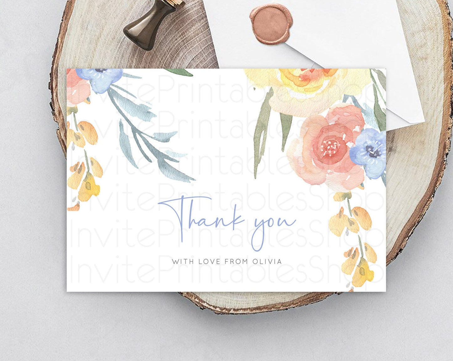 Secret Garden Thank You Wildflower Thank You Card Pastel Flower Garden Birthday Thank You Card Boho Floral Teacher Thank You Card D10186