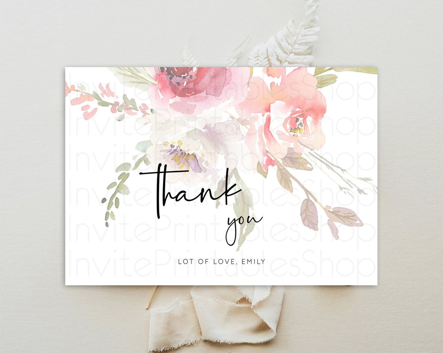 Secret Garden Thank You Wildflower Thank You Card Pastel Flower Garden Birthday Thank You Card Boho Floral Teacher Thank You Card D10243