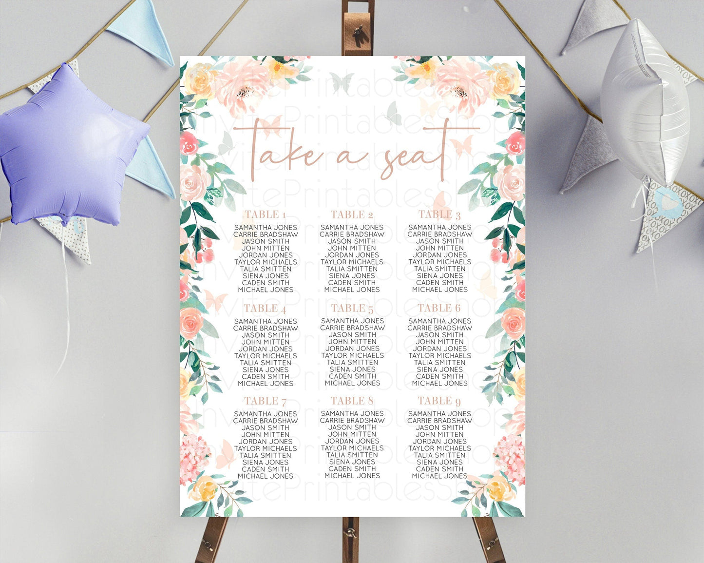 Secret Garden Seating Chart Wildflower Seating Chart Pastel Flowers Seating Chart Enchanted Garden Boho Floral Take A Seat Decor D10706