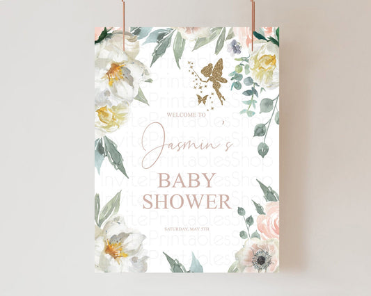 Editable Fairy Baby Shower Welcome Sign Fairy Welcome Board Enchanted Garden