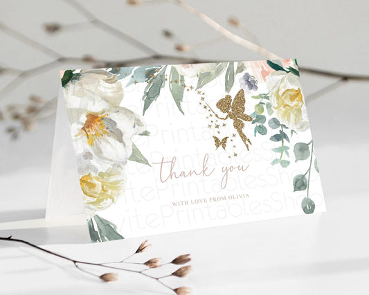 Editable Fairy Thank You Fairy Thank You Card Enchanted Garden Pastel Butter