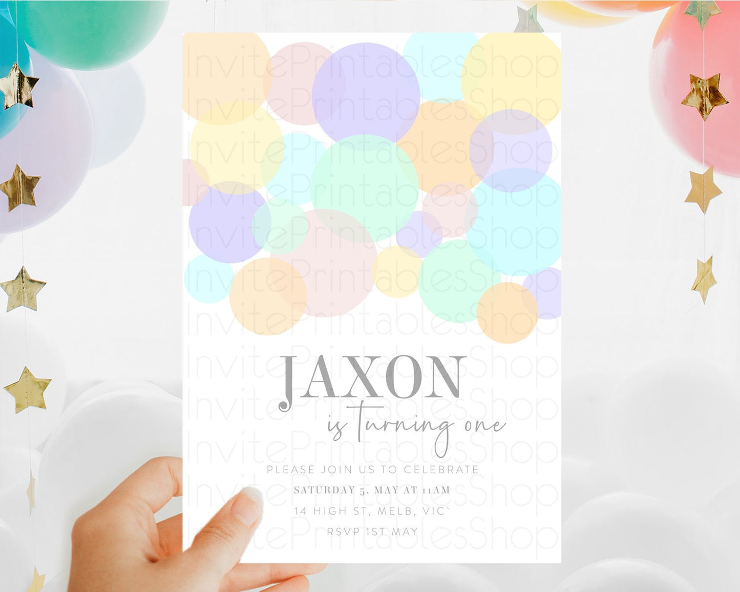 Pastel Birthday Invitation Pastel Confetti Birthday Invitation Bubbles Invitation Colorful Rainbow Confetti 2nd 1st First Birthday 100209