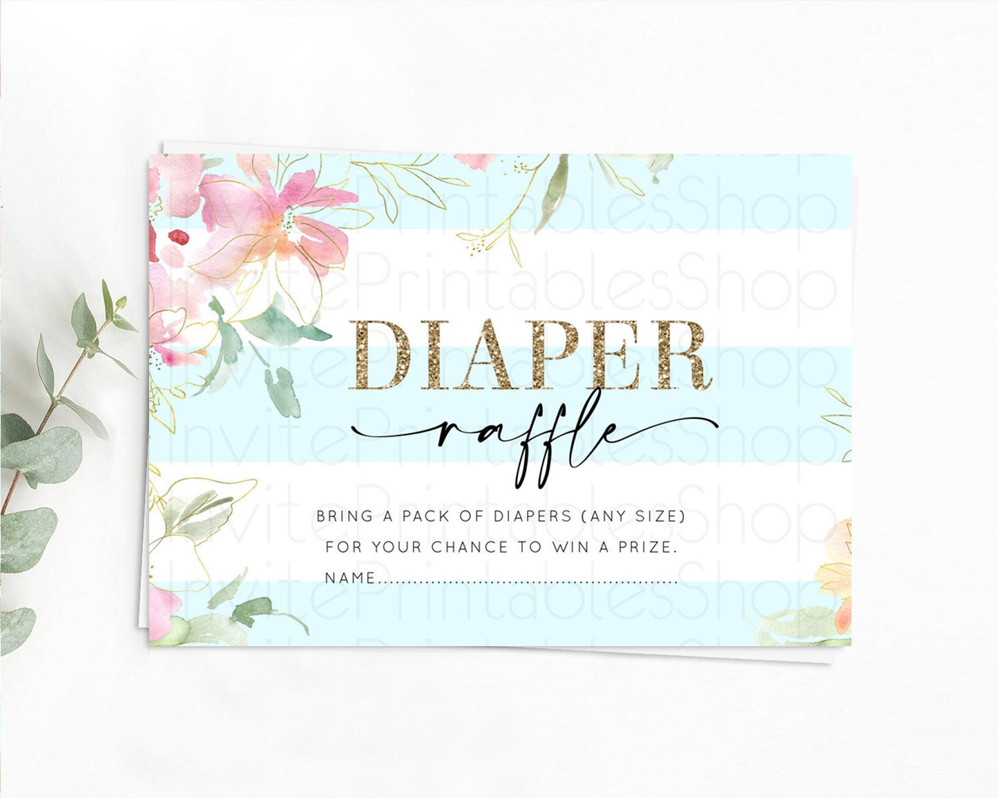 Secret Garden Diaper Raffle Card Boho Wildflower Diaper Raffle Insert Pastel Flower Garden Baby Shower Card Flower Raffle Game D10304