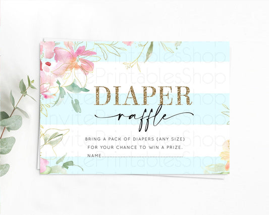 Secret Garden Diaper Raffle Card Boho Wildflower Diaper Raffle Insert Pastel Flower Garden Baby Shower Card Flower Raffle Game D10304