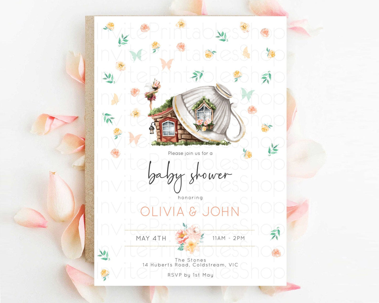 Editable Fairy Baby Shower Invitation Pastel Fairy Invites Fairy Tea Party F