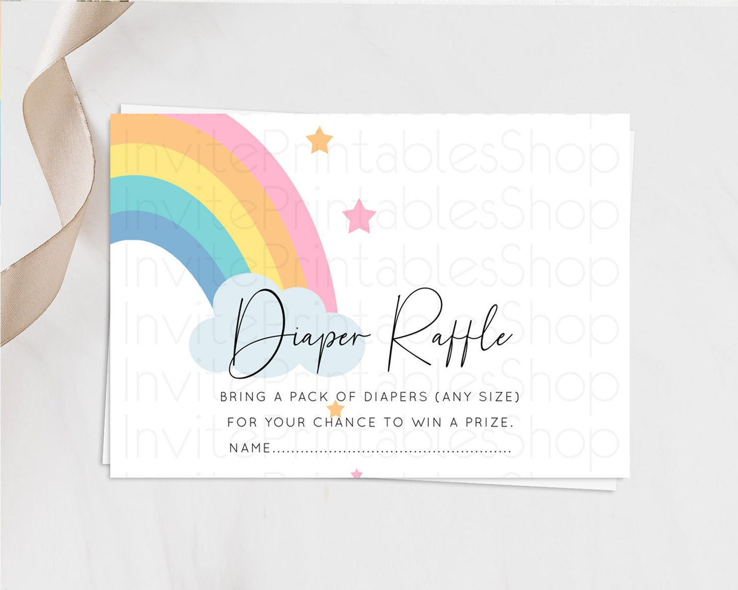 Pastel Rainbow Diaper Raffle Card Boho Rainbow Diaper Insert Boho Rainbow Diaper Ticket Pastel Watercolor Baby Shower Raffle Game D11023