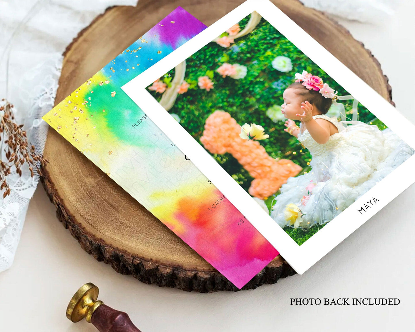 Tie Dye Baptism Invitation Rainbow Baptism 1st Birthday Invitation Pastel Ombre Colorful Christening Invitation Holy Communion D10462