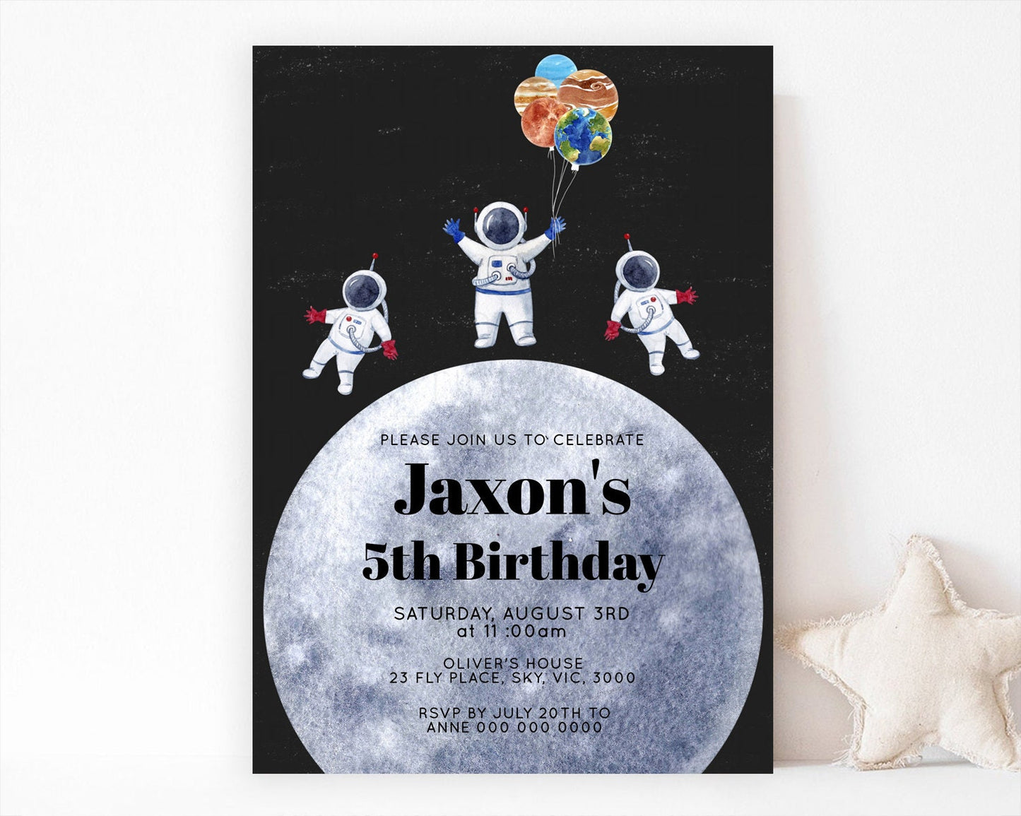 Space Birthday Invitation Space 1st Birthday Invites First Trip Around the Sun Invite Sky Stars Planets Milkyway Solar System Invite D10430