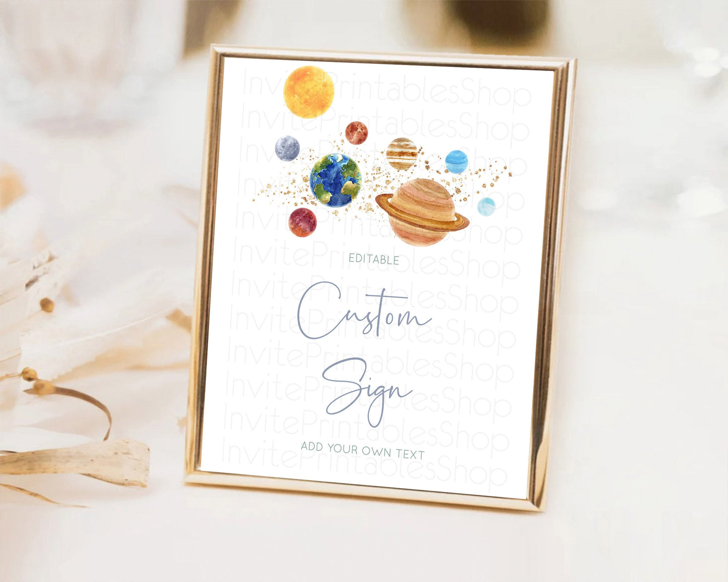 Space Table Sign Decor Galaxy Space Adventure Party First Trip Around the Sun Planets Solar System 1st Birthday Baptism Baby Shower  D10598