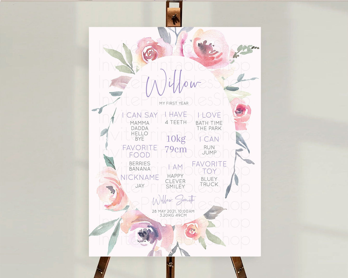 Secret Garden Milestone Board Wildflower First Birthday Milestone Poster Pastel Flowers Milestone Boho Wildflower 1st Birthday Sign D10222