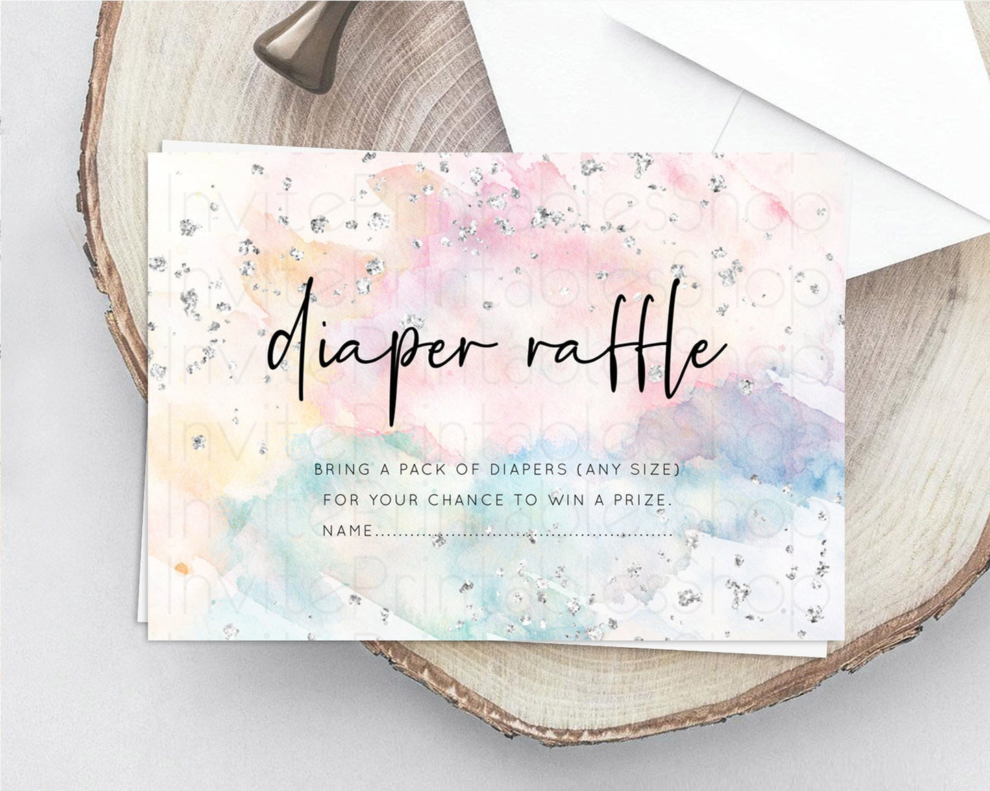 Editable Pastel Rainbow Diaper Raffle Card Pastel Diaper Raffle Insert Paste