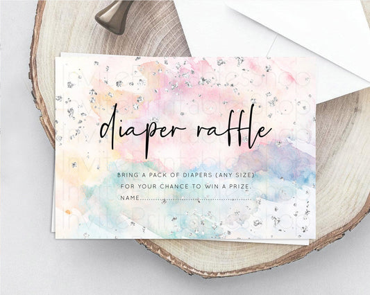 Editable Pastel Rainbow Diaper Raffle Card Pastel Diaper Raffle Insert Paste