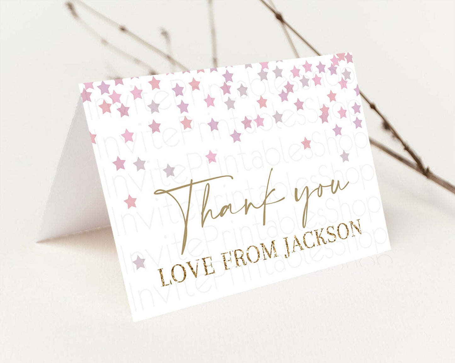 Editable Star Thank You Card Pastel Stars Thank You Shooting Star Rainbow Co