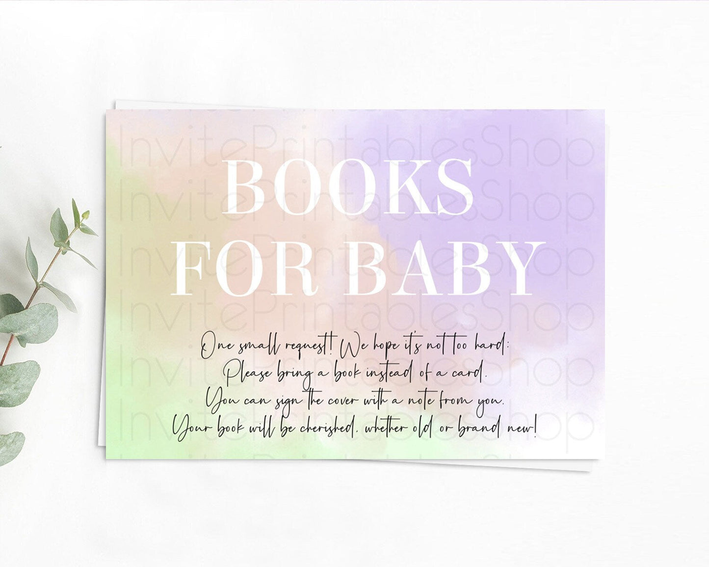 Pastel Books For Baby Card Pastel Rainbow Book Insert Colorful Ombre Watercolor Book Card Confetti Glitter Baby Book Poem Request D10371