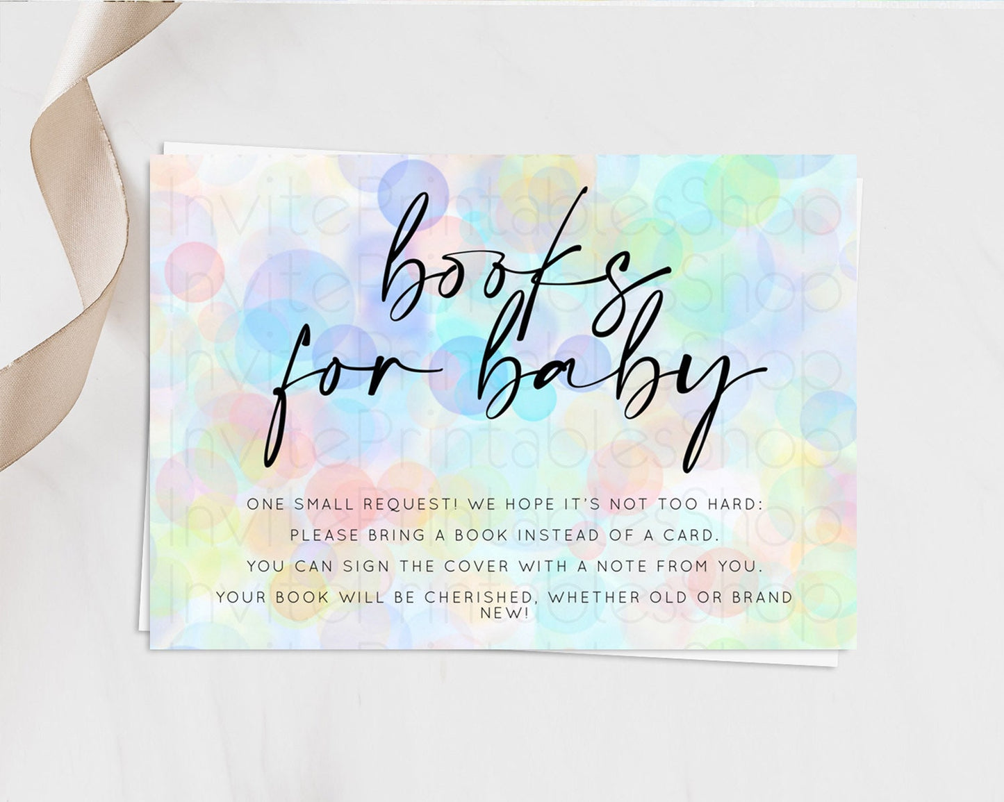 Pastel Books For Baby Card Bubble Bath Baby Shower Books Insert Rainbow Book Card Pastel Bubbles Colorful Confetti Book Poem Request D10446