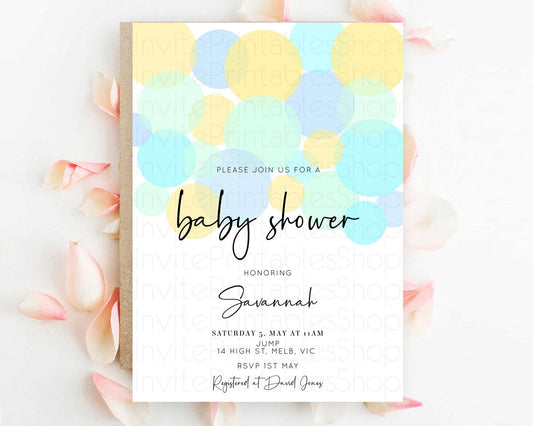 Pastel Rainbow Baby Shower Invitation Pastel Confetti Invitation Sprinkles Bubbles Invitation Colorful Rainbow Confetti Theme 100206