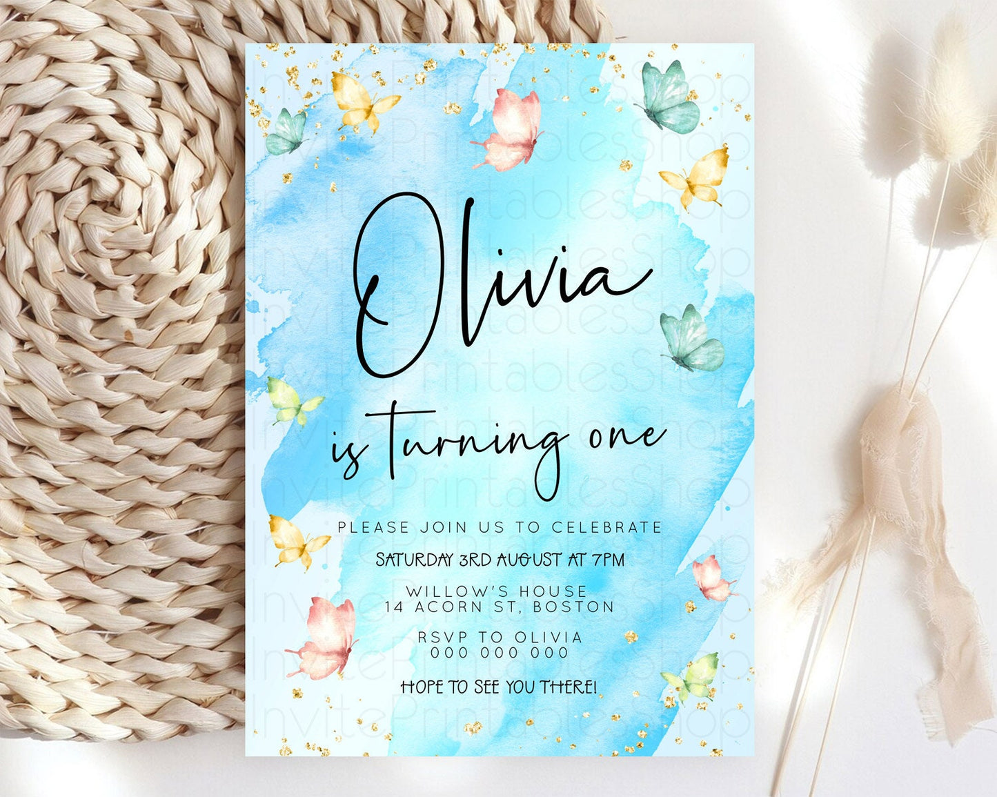 Editable Pastel Butterfly Birthday Invitation Butterfly Birthday Invitation