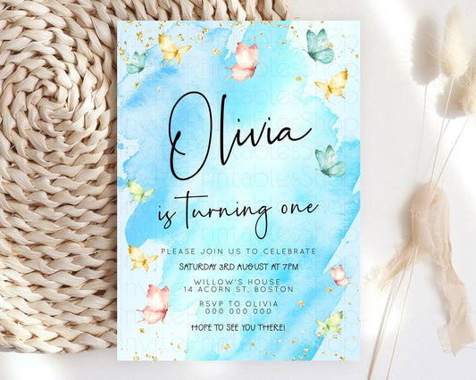 Editable Pastel Butterfly Birthday Invitation Butterfly Birthday Invitation