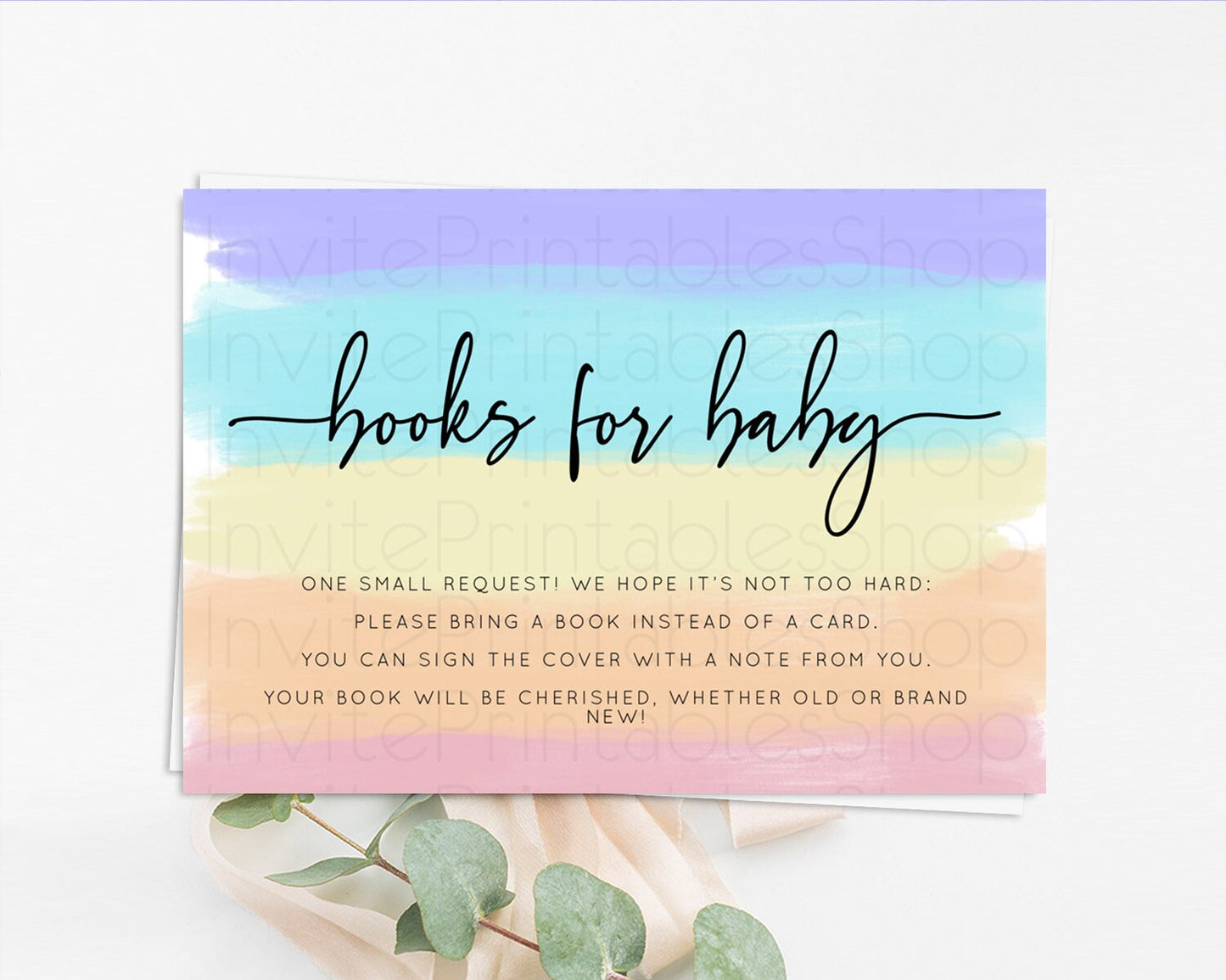 Pastel Books For Baby Card Pastel Rainbow Book Insert Colorful Ombre Watercolor Book Card Confetti Glitter Baby Book Poem Request D10510