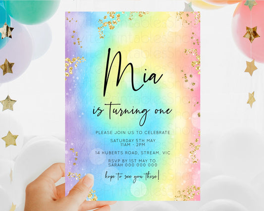 Editable Tie Dye Invitation Rainbow Birthday Invitation Pastel Invitation Co