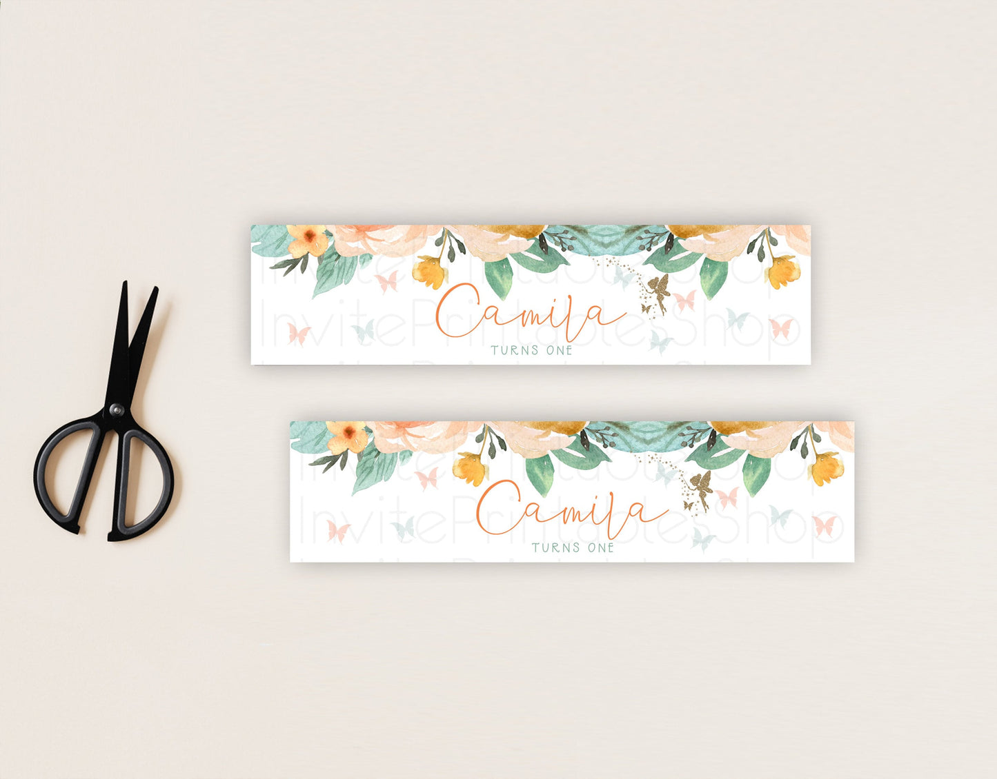 Fairy Water Label Enchanted Garden Pastel Floral Butterfly Party Decor Secret Garden Birthday Baptism Baby Shower Bridal Shower D10346