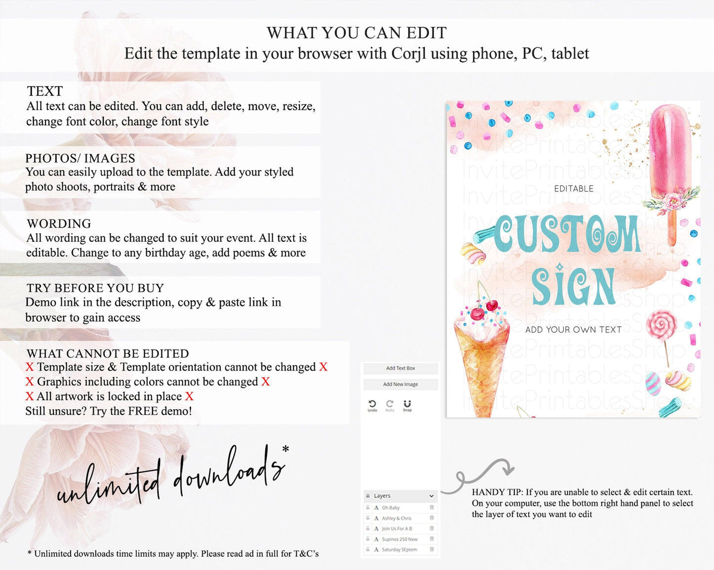 Ice Cream Sign Template Sweet One Sign Candy Table Sign Decor Heres The Scoop Party Pastel Candy Theme Birthday Baptism Baby Shower D10554