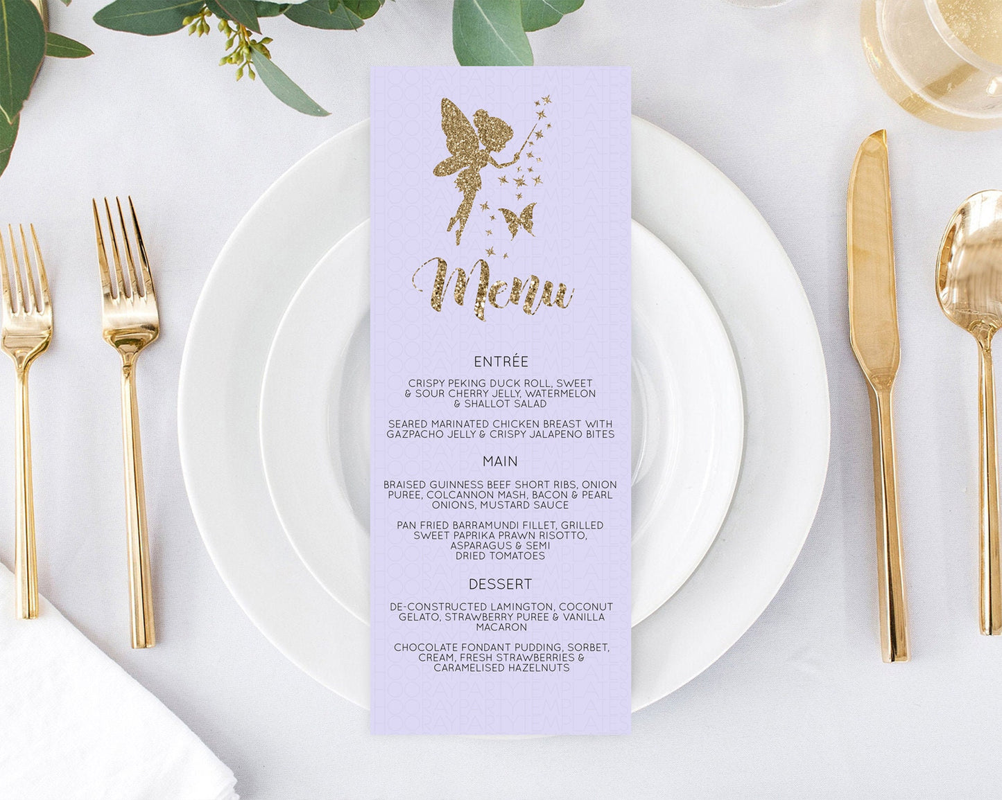 Editable Fairy Menu Fairy Menu Template Enchanted Garden Pastel Floral Butte