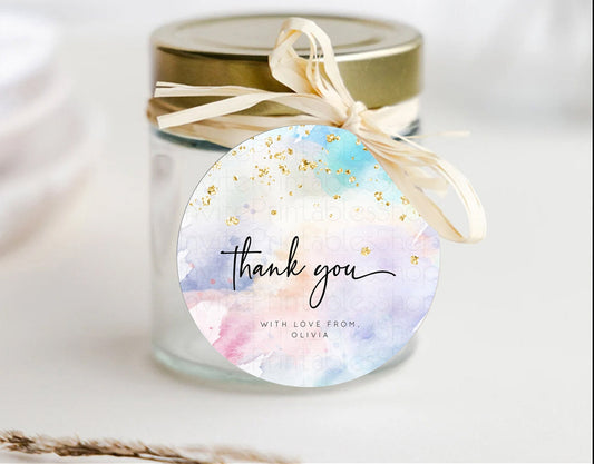 Pastel Thank You Tags Rainbow Thank You Gift Tags Colorful Pastel Favor Tags Confetti Watercolor Pastel First Birthday Thank You D10424