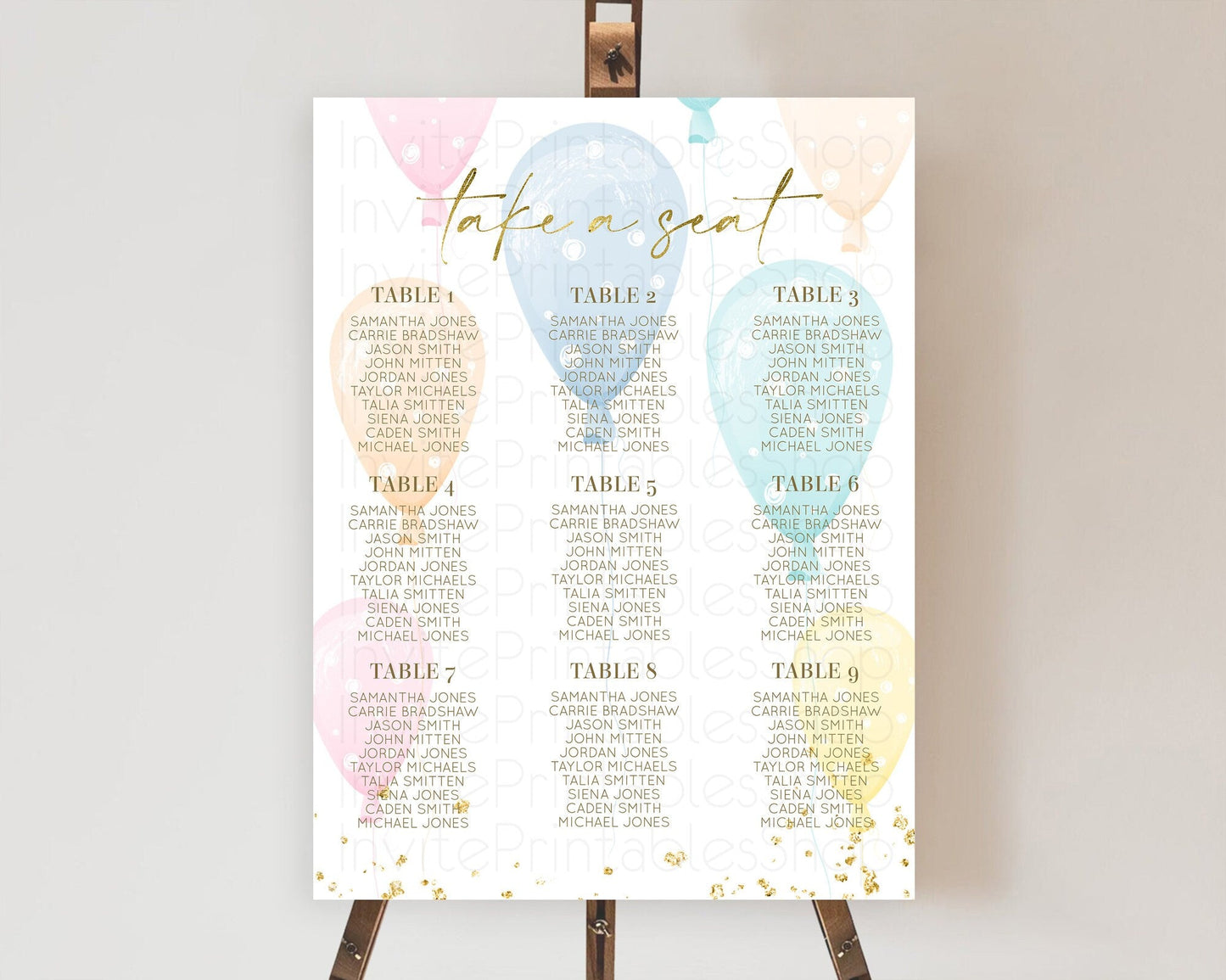 Balloon Seating Chart Pastel Seating Chart Pastel Balloon Seating Sign Colorful Pastel Rainbow Balloon Seating Board Balloon Decor D10182