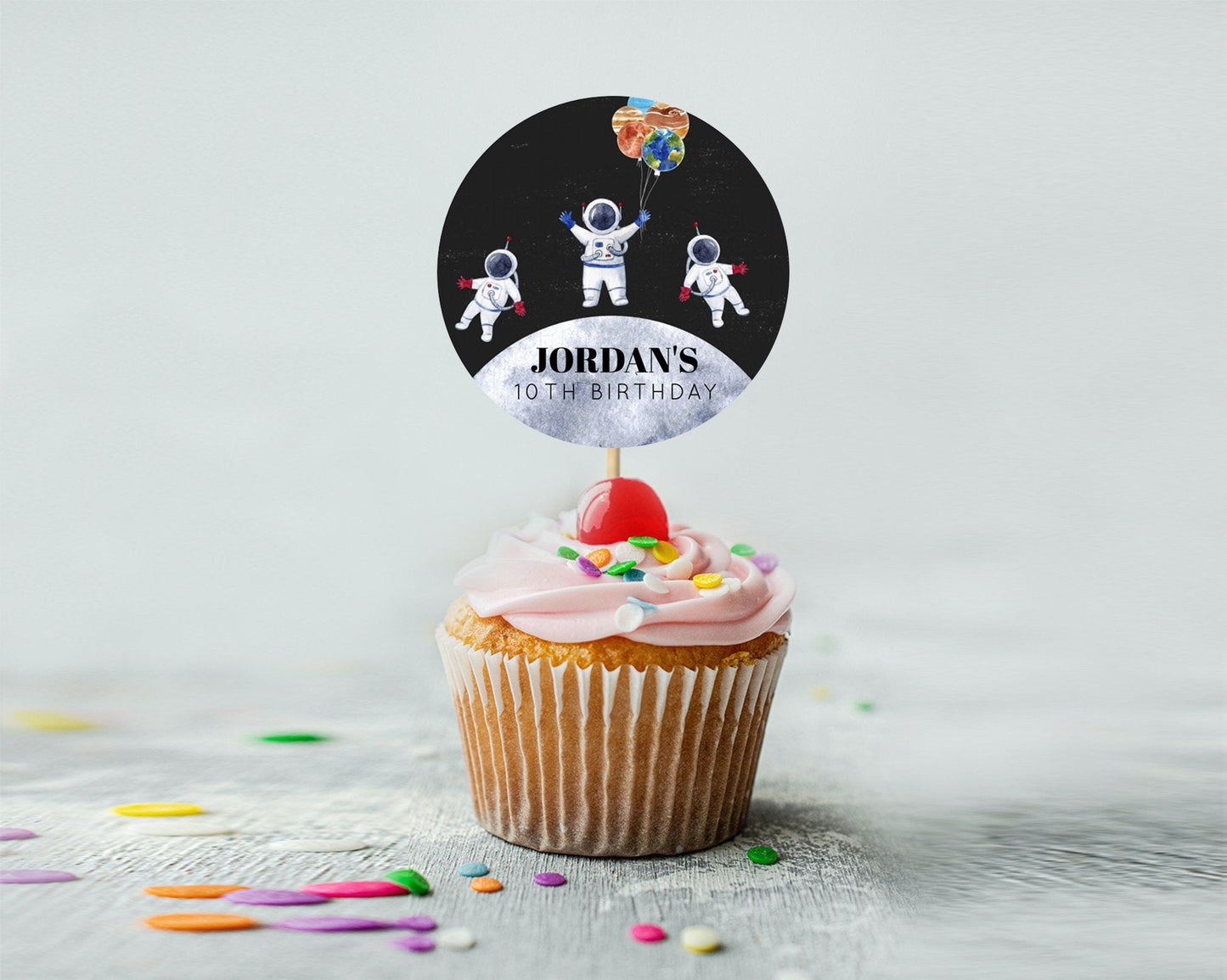 Space Cupcake Toppers Space Decor First Trip Around the Sun Decor Decor Sky Stars Planets Milkyway Solar System Cupcake Topper D10430