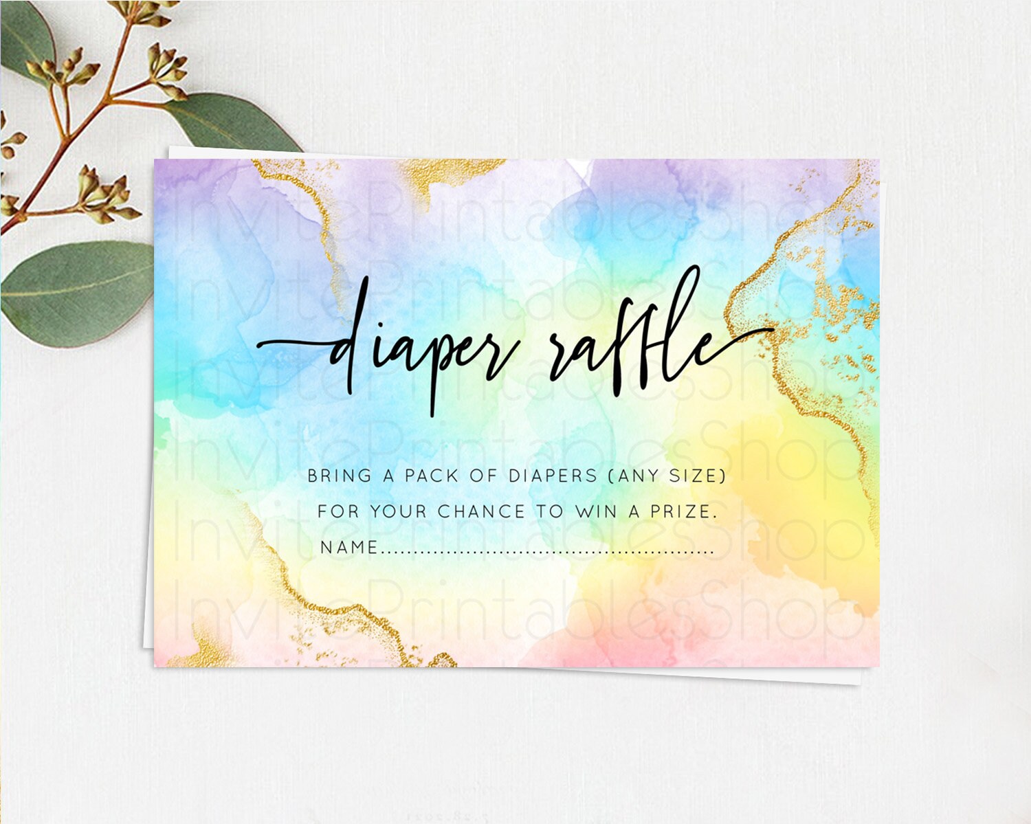 Editable Pastel Diaper Raffle Card Pastel Rainbow Diaper Raffle Insert Color