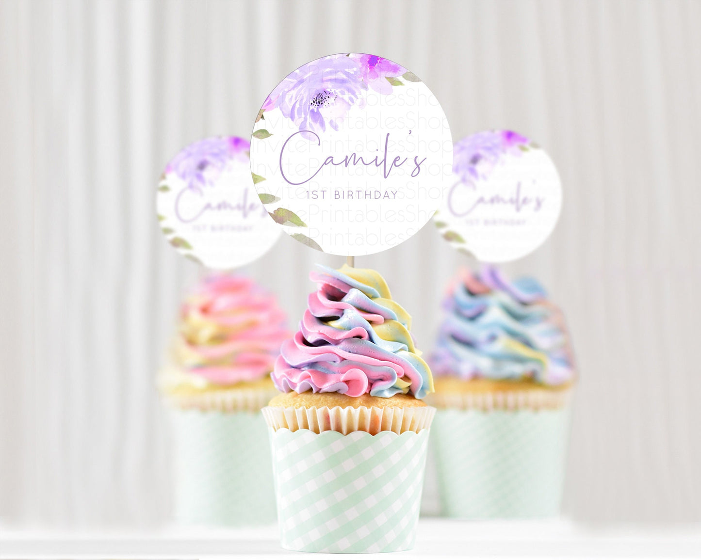 Secret Garden Cupcake Toppers Wildflower Cupcake Toppers Pastel Flowers Cupcake Toppers Enchanted Garden Boho Floral First Birthday D10719