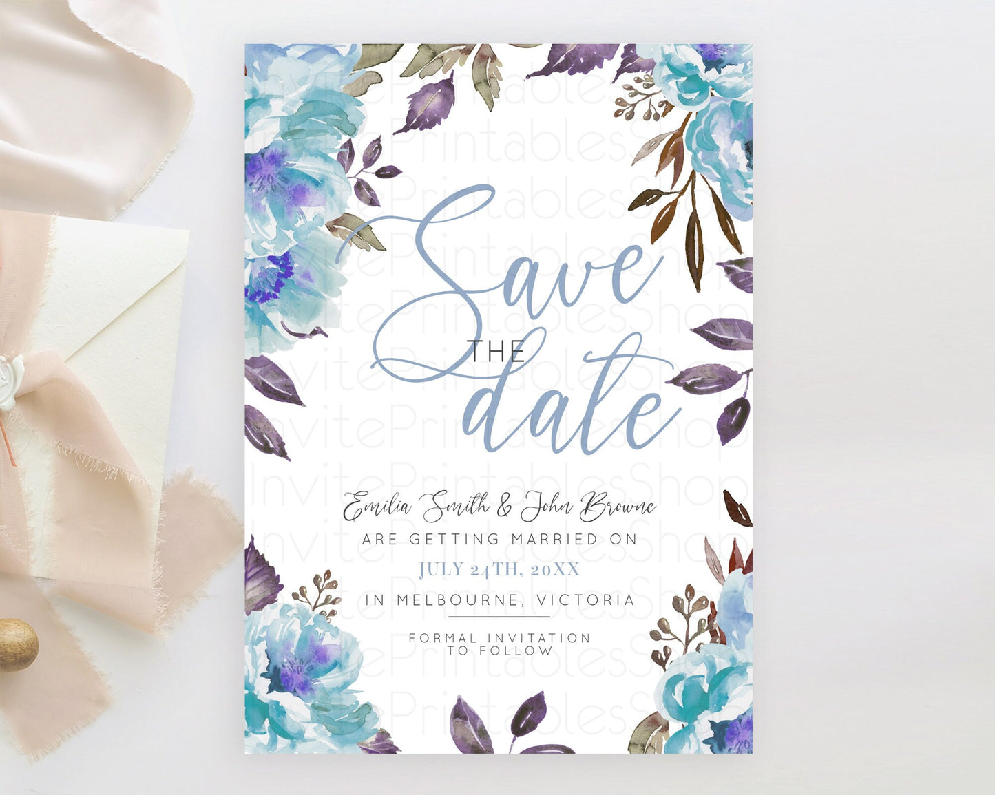 Wildflower Save The Date Template Secret Garden Save The Date Pastel Floral Garden Party Boho Flowers Birthday Baby Shower Wedding D10730