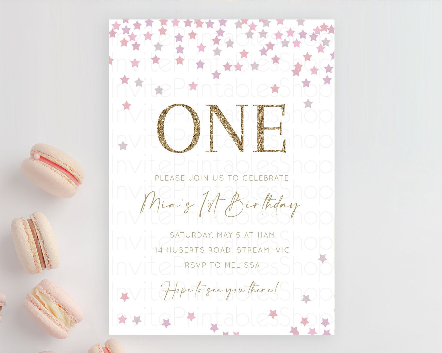 Star Birthday Invitation Pastel Stars Invite Shooting Star Party Rainbow Colorful Confetti Twinkle Little Star 2nd First Birthday D10344
