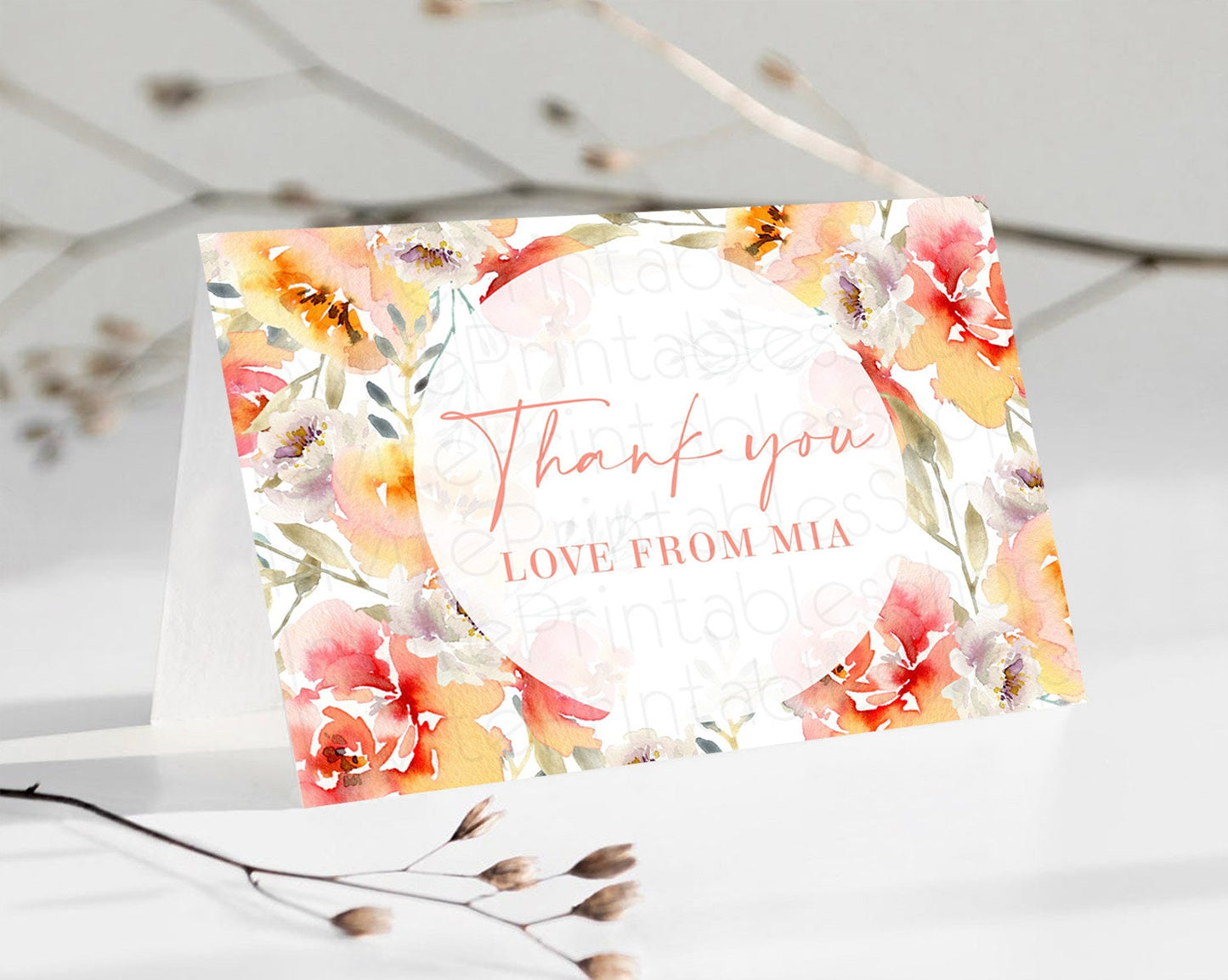 Secret Garden Thank You Wildflower Thank You Card Pastel Flower Garden Birthday Thank You Card Boho Floral Teacher Thank You Card D10280