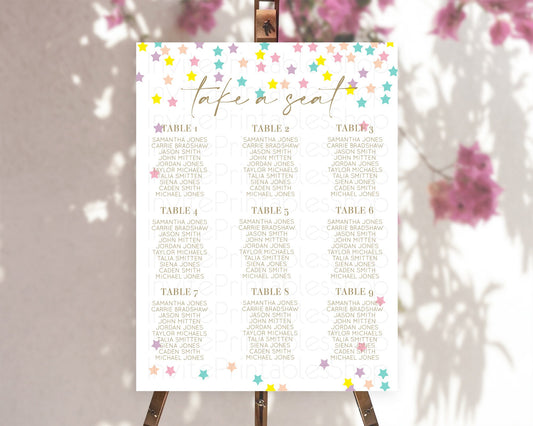 Star Seating Chart Pastel Stars Seating Chart Shooting Star Sprinkle Stars Rainbow Colorful Confetti Twinkle Little Star Decor D10601