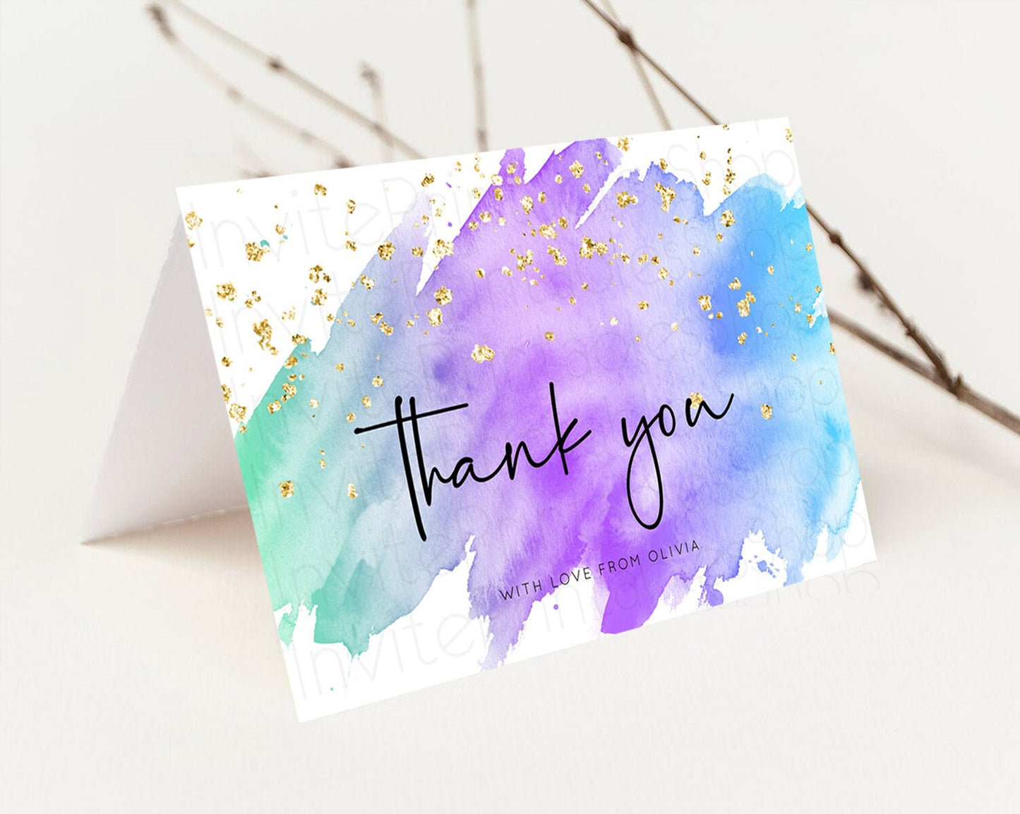 Editable Pastel Thank You Rainbow Thank You Card Colorful Pastel Birthday Th