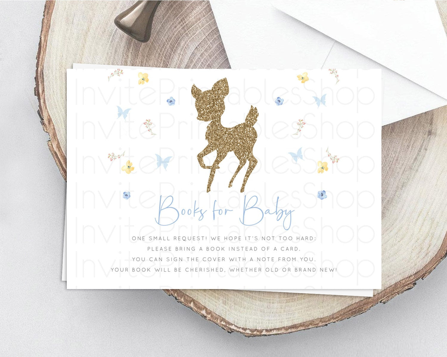 Editable Fawn Books For Baby Card Deer Book Insert Floral Deer Book Card Enc