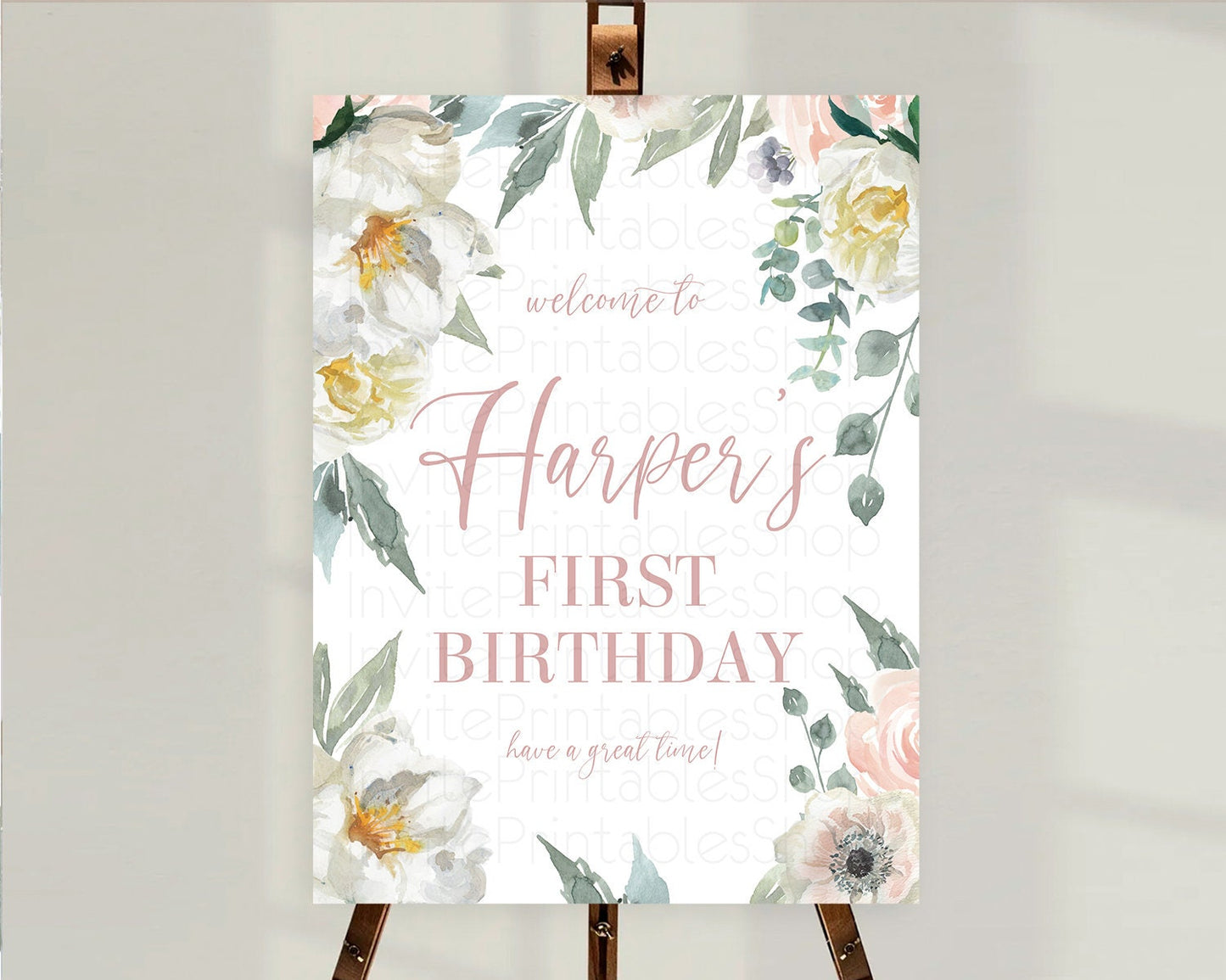 Secret Garden Welcome Sign Wildflower Welcome Board Pastel White Flower Garden Welcome Poster Boho Floral 1st Birthday Welcome Sign D10121