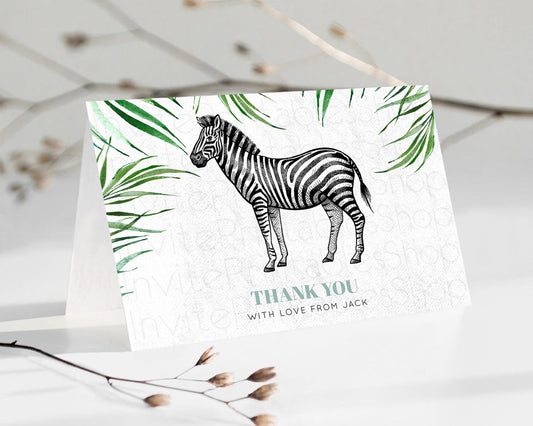 Editable Zebra Thank You Zebra Thank You Card Zebra Birthday Thank You Cards