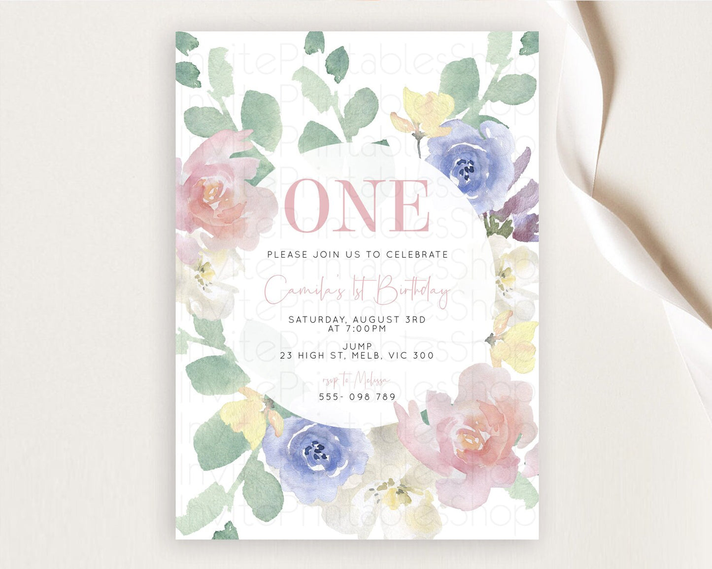 Secret Garden Invitation Wildflower Birthday Invitation Pastel Flowers Invite Enchanted Garden Boho Floral 3rd 2nd First Birthday D10860